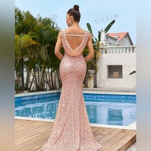 Sequin Backless Gown